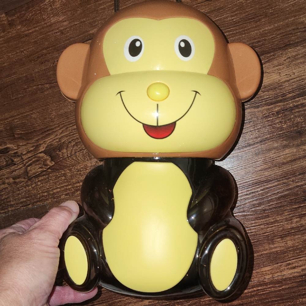 Smiling Monkey Coin Piggy Bank Toy With Carrying Strap & Screw Off Head